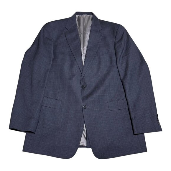 Dillards Hart Schaffner Marx Navy Crosshatch Wool 2‎ Button Blazer Men’s 44L - Picture 1 of 13